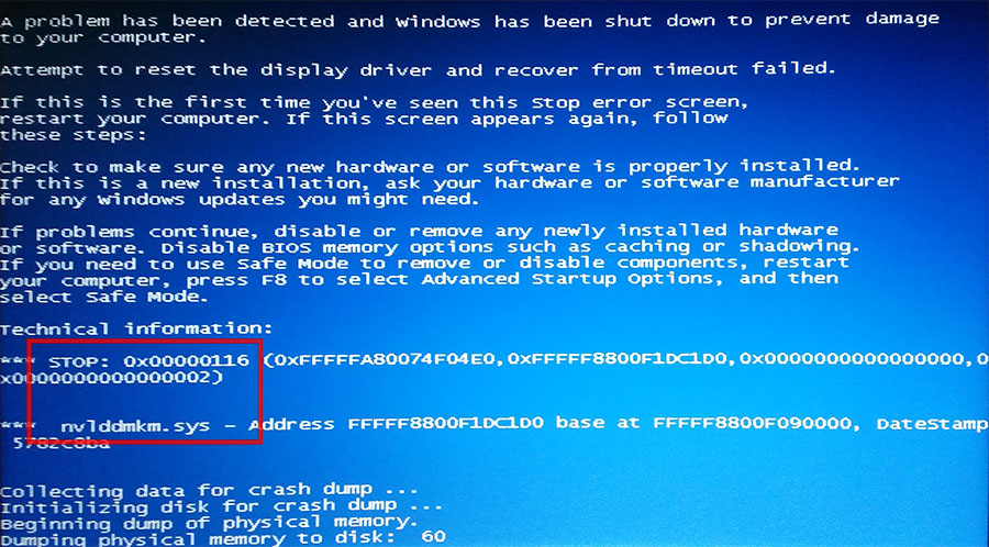 Устраняем ошибку 0x00000116 в Windows 7 и 10