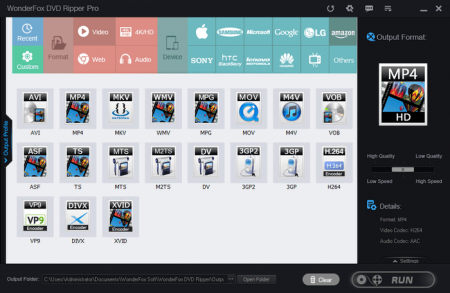 Многочисленные варианты видео и аудио форматов в DVD Ripper Pro Software