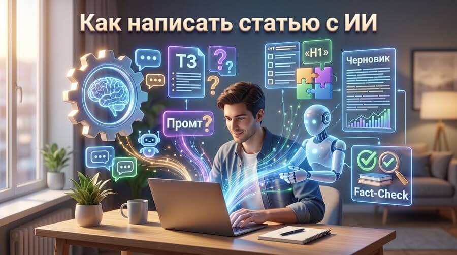 Как написать статью с ИИ - пошаговая инструкция, промты и лучшие нейросети